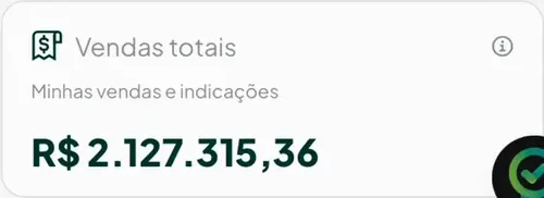 Print do painel da Greenn com o total de vendas